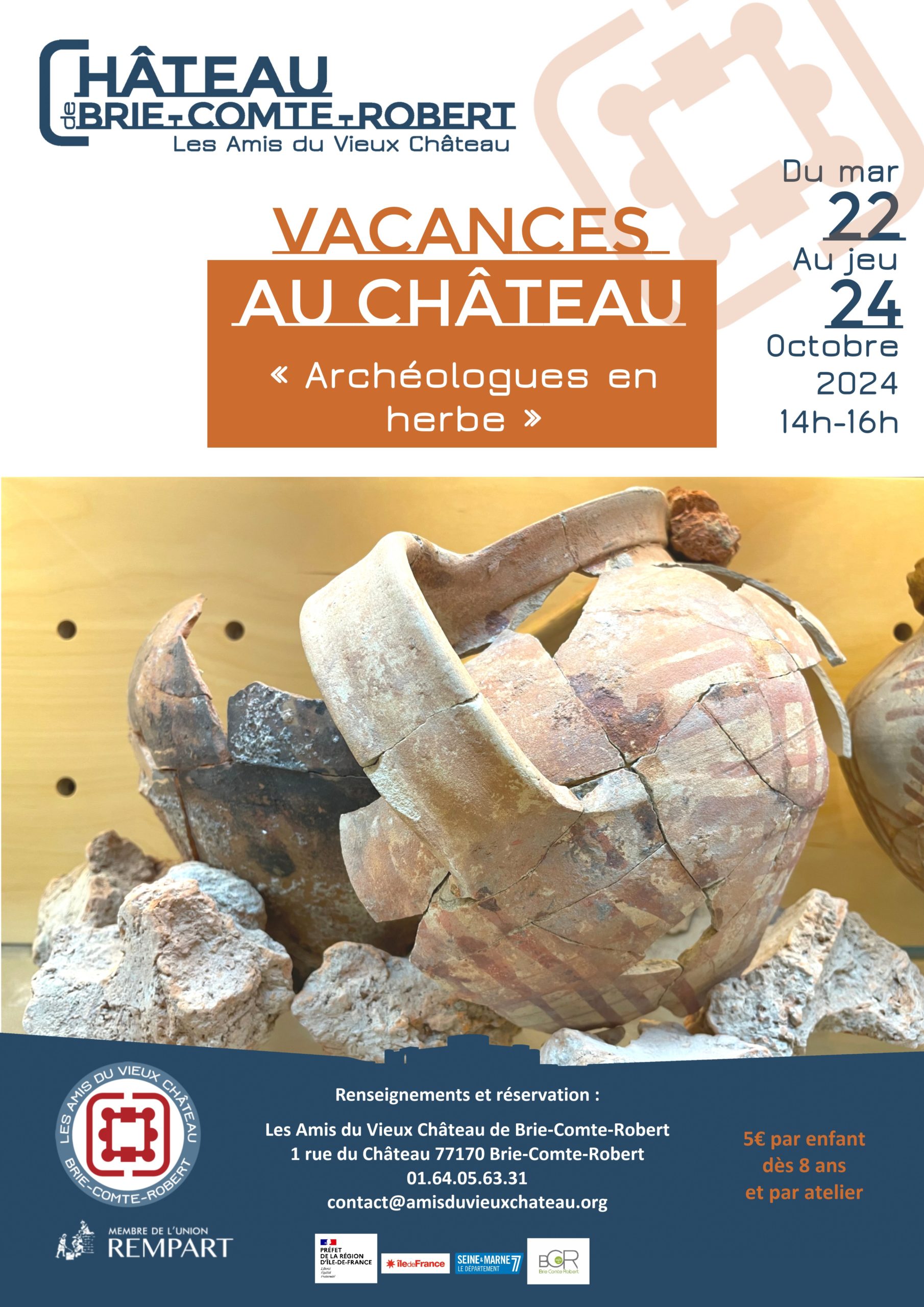 Affiche vacances au château archéologues en herbe