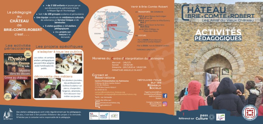 Flyer détaillant les activités pédagogiques au château